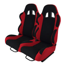 Awesome A Pair Of Single Adjuster Double Track Racing Seats Black And Red Nylon
