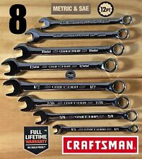 New Craftsman Polished Chrome Sae Metric 12pt Combination Wrench 8 Piece Set