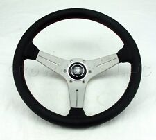 Nardi 350mm Deep Dish Corn Steering Wheel Black Perf Leather White Classic Horn