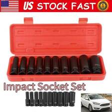 10pcs 10-24mm 12 Inch Drive Deep Impact Socket Set Heavy Metric Garage Tool Us