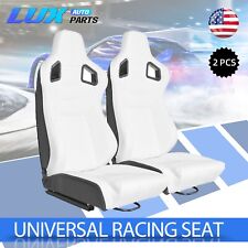 Racing Seat Pairuniversal White Leather Reclinable Bucket Sportseat 1pair