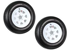2-pk Trailer Tire Rim St20575d15 15 In. Load C 5 Lug White Spoke Wheel