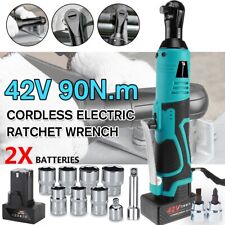 42v Electric Cordless Ratchet 38right Angle Wrench Impact Power Tool 2 Battery