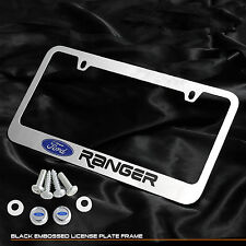 For Ford Ranger Truck Chrome Cast Zinc Metal License Plate Frame Logo Cap Cover