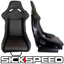 Sickspeed Gaijin Series Black Red Diamond Stitch Racing Vip Bucket Seats P1