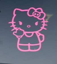Hello Kitty Middle Finger Skull Hair Bow Pink Die Cut Vinyl Car Decal Sticker