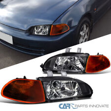 Fits 92-95 Honda Civic 4dr Sedan Matte Black Headlightsdark Amber Corner Lamps
