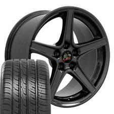 18x9 Black Wheels Tires Set Fits Ford Mustang Saleen Style Rims
