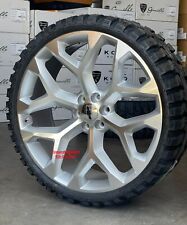 24 Inch Snowflake Silver Machine Wheels 33 Mt Tires Ford F150 Navigator Rims