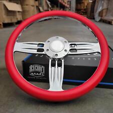 14 Inch Billet Steering Wheel Red Half Wrap Horn - 6 Hole C10 Camaro