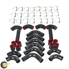 2.5 Inch Universal 12pcs Black Intercooler Piping Kitblk Coupler T-bolt Clamps