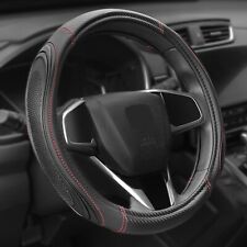Red Carbon Fiber Pattern Style Synthetic Leather Steering Wheel Cover 14.5-15