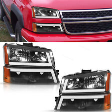 Fits 2003-2007 Chevy Silverado Left Right Side Headlights W Led Drl Head Lamp