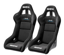 Pair Sparco Evo Qrt Racing Bucket Seat - Black Fabric - Fia Approved