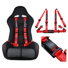 2 4-point Racing Safety Harness Seat Belt Red Soft Shoulder Pad Car Universal