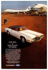 1970 Ford Thunderbird Original Print Ad 10 X 6.5 Advertisement - Pan Am 747