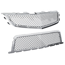 New Chrome Front Upper Lower Grille For Cadillac Cts Cts-v 2009-2014 Honeycomb