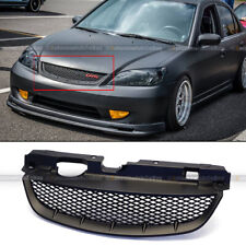 For 04 05 Civic Honeycomb T R Style Matte Black Front Mesh Hood Grill Grille