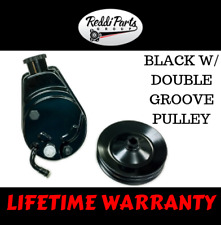 Bbc Sbc Chevy Black Saginaw Style Power Steering Pump W Double Groove Pulley