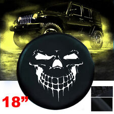 18 Black Grinning Skull Spare Tire Cover Xxl For Jeep Wrangler Jk 18 Inch Wheel