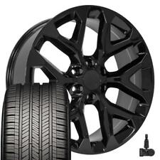 22 Inch Black Snowflake Rims Goodyear Tires Tpms Fit Silverado Tahoe Suburban
