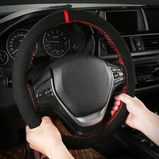 Car Steering Wheel Booster Cover Red Suede Leathe Non-slip Accessories 1538cm
