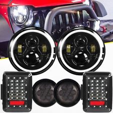 For Jeep Wrangler Jk 07-18 Combo 7 Led Headlights Turn Signals Tail Lights Lamp