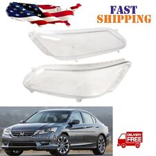Pair Fits Honda Accord 2013-2015 Headlight Lens Cover Replacement Headlamp Clear