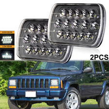 7x6 Led Headlights Hilo For Jeep Cherokee Xj 1984-2001 Wrangler Yj 1987-1994