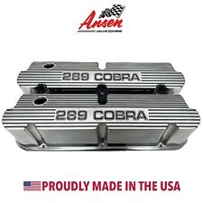 Ford 289 Cobra Pentroof Polished Tall Valve Covers - Finned Ansen Usa