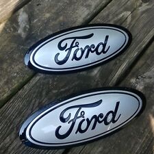 2015-17 Ford F150 Grill Tailgate Emblem 2 Custom Ingot Silver Gloss Black