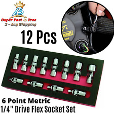 Flex Socket Set 14 Inch Swivel Flex Socket Set Metric Drive 6 Point 12 Pcs New