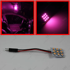 2x Pink 9-smd Led Panel Lights For Interior Map Dome Door Light Universal Kit