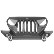 Mad Max Front Bumper W Steel Grille 2x Led Lights For 97-06 Jeep Wrangler Tj