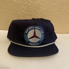 Vintage Mercedes Benz Adjustable Strapback Rope Navy Blue Hat Cap Usa Made 90s