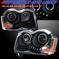 Pair Black Projector Headlights W Halo Rims For 2008-2010 Jeep Grand Cherokee