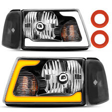 Black Clear Headlight Wled Drl Sequential Turn Light For 2001-2011 Ford Ranger