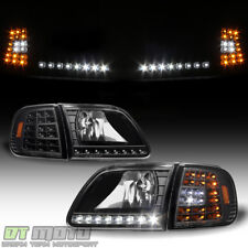Blk 1997-2003 Ford F150 Expedition Headlights W Drl Led Corner Signal Headlamps