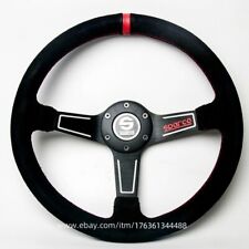 Universal Sparco 350mm14in Suede Leather Steering Wheel Red Stitching Red Ring