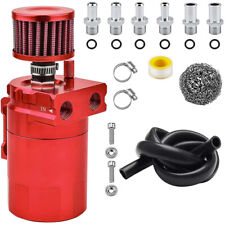 Red Oil Catch Can Kit Reservoir Baffled Tank With Breather Filter Universal Alum