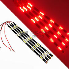4x Red 12 Led Strip 15 Smd Car Footwell Under Dash Accent Light Waterproof
