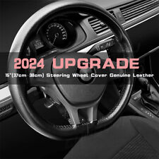 38cm 15 Steering Wheel Cover Leather For Acura Carbon Fiber Black