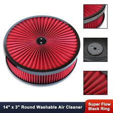 For Chevy Sbc Bbc High Flow 14 X 3 Round Red Thru Washable Air Cleaner