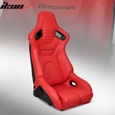 Universal Reclinable Bucket Racing Seat Right Side Dual Sliders Red Pu Leather