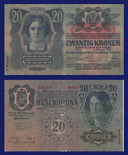 Austria P53 20 Kronen 1913 Oesterreichisch-ungarische Bank Womens Heads Vf