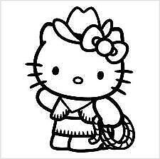Vinyl Decal- Hello Kitty Cowgirl Pick Size Color Car Sticker
