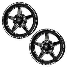 Vms Black V Star Front Or Rear Drag Racing Rim Wheel 15x3.5 5x120.7 5x4.75 - X2