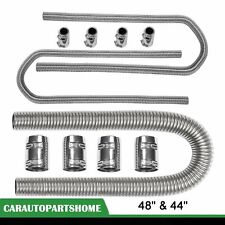 48 44 Flexible Stainless Chrome Radiator Heater Hose Kit With Clamp Covers