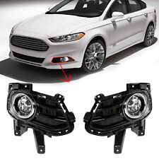 Fit 2013-2016 Ford Fusion Clear Bumper Fog Lights Surrounds Brackets