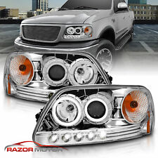 1997-2003 Ford F15097-2002 Ford Expedition Led Halo Projector Chrome Headlights
